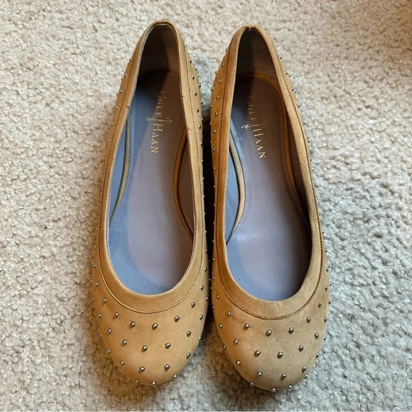 Cole Haan Tan Studded Ballet Flats - Picture 1 of 6